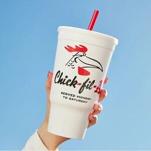 Chick-fil-A White Cup with Red Straw